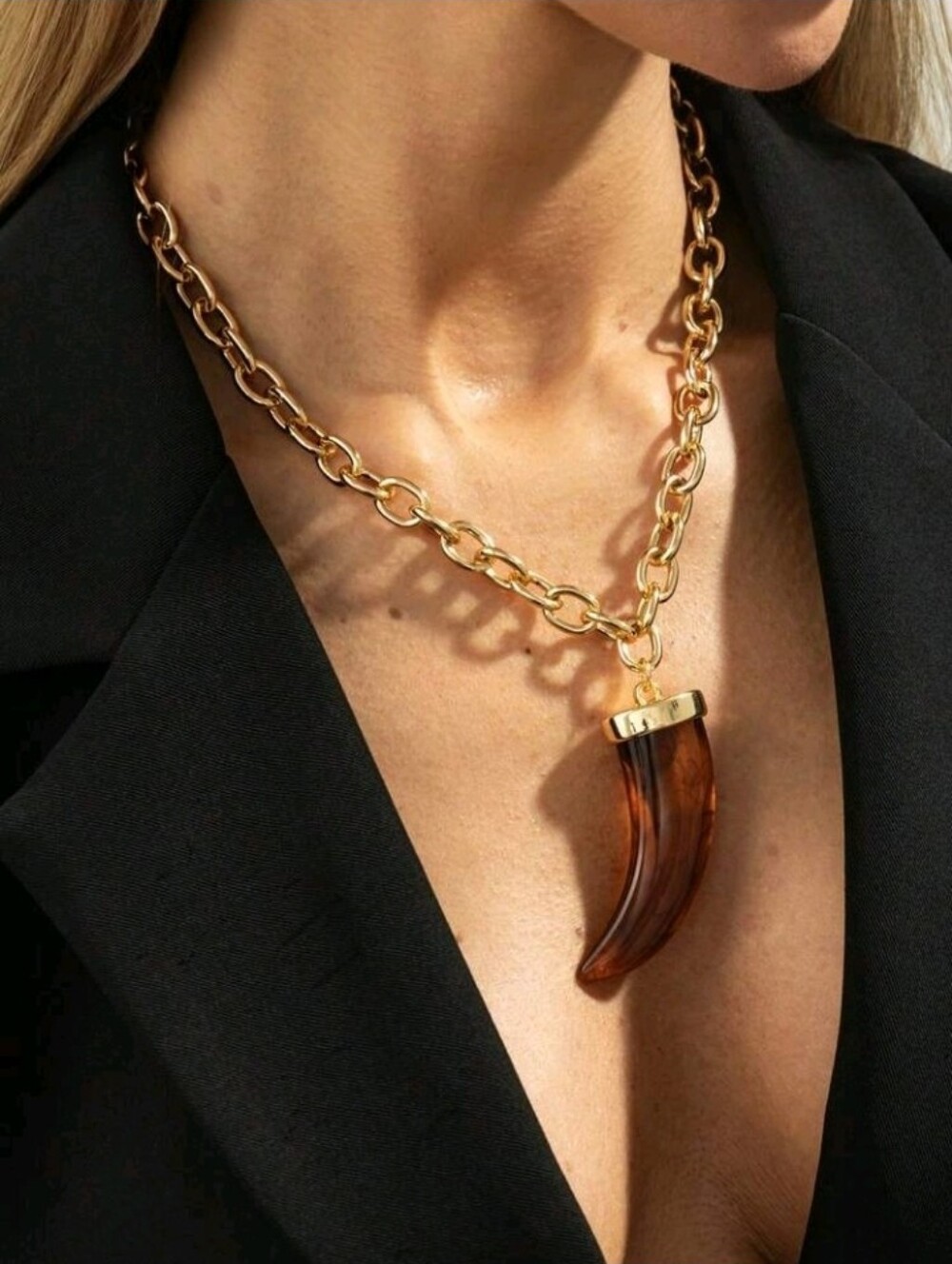 Horn look Pendant Necklace 3 Colors
